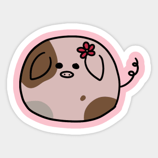 Fat Round Flower Pig Sticker